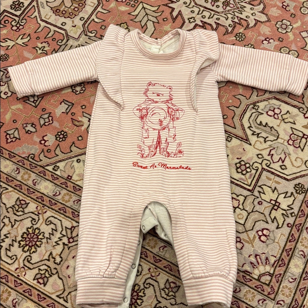 Striped Baby Onesie with Bear Design